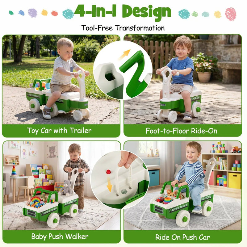 4-in-1 Ride On Push Car with Music and Storage by DirectDeals