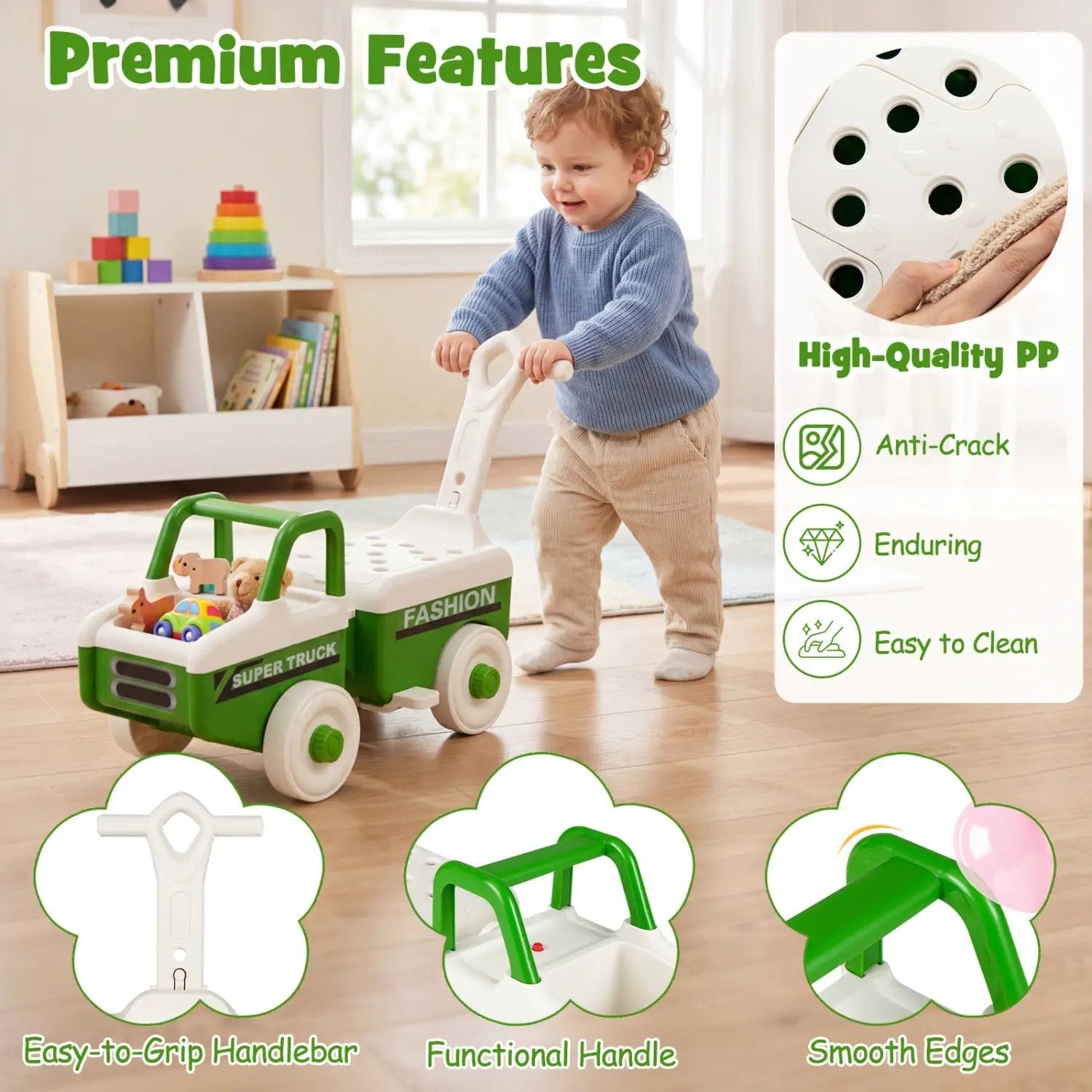 4-in-1 Ride On Push Car with Music and Storage by DirectDeals