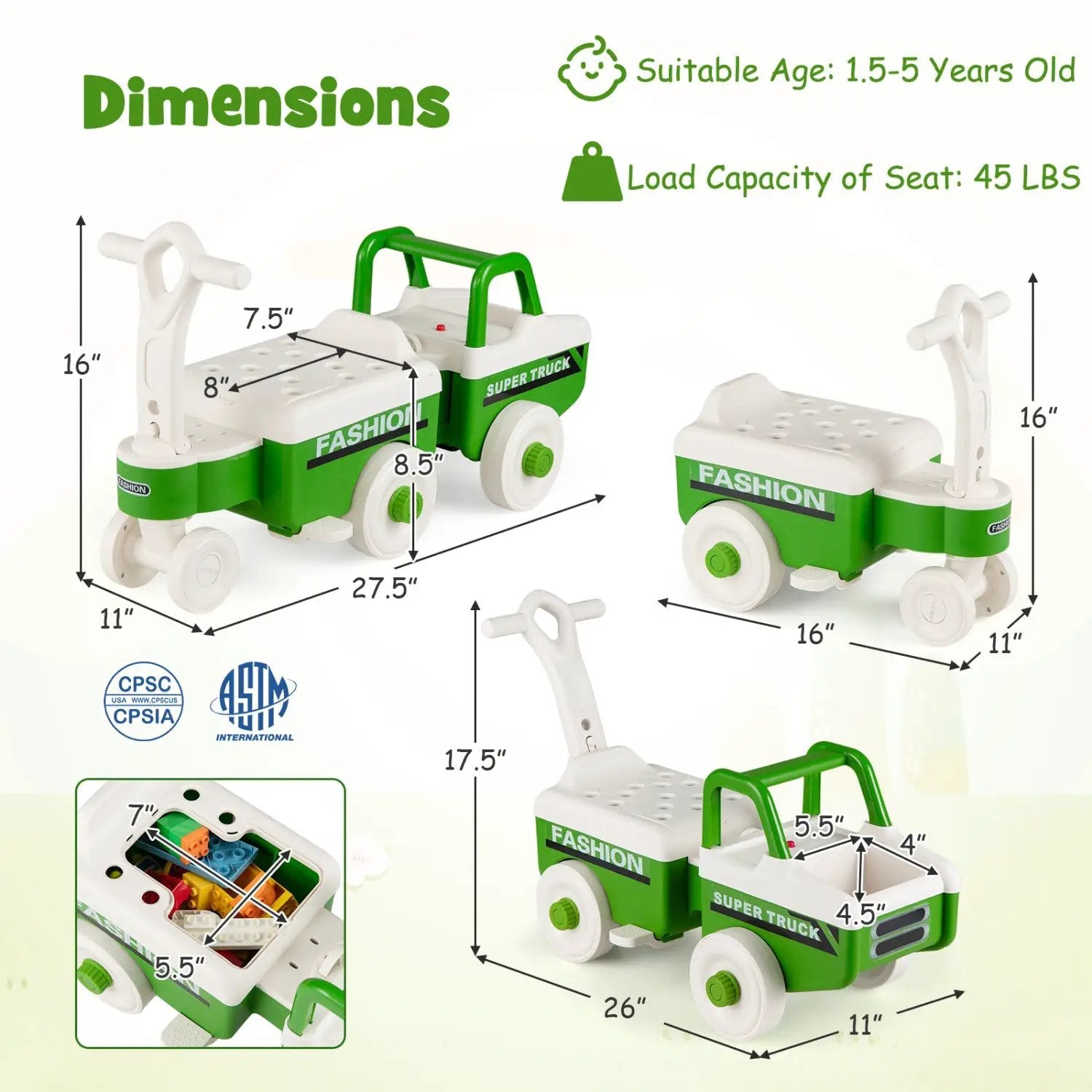 4-in-1 Ride On Push Car with Music and Storage by DirectDeals
