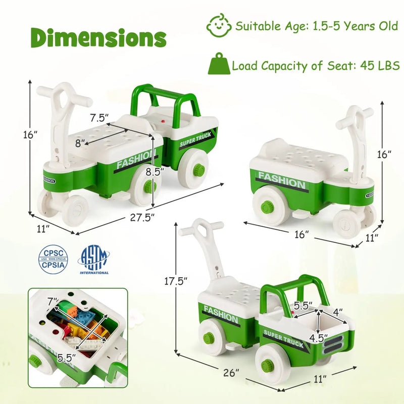 4-in-1 Ride On Push Car with Music and Storage by DirectDeals