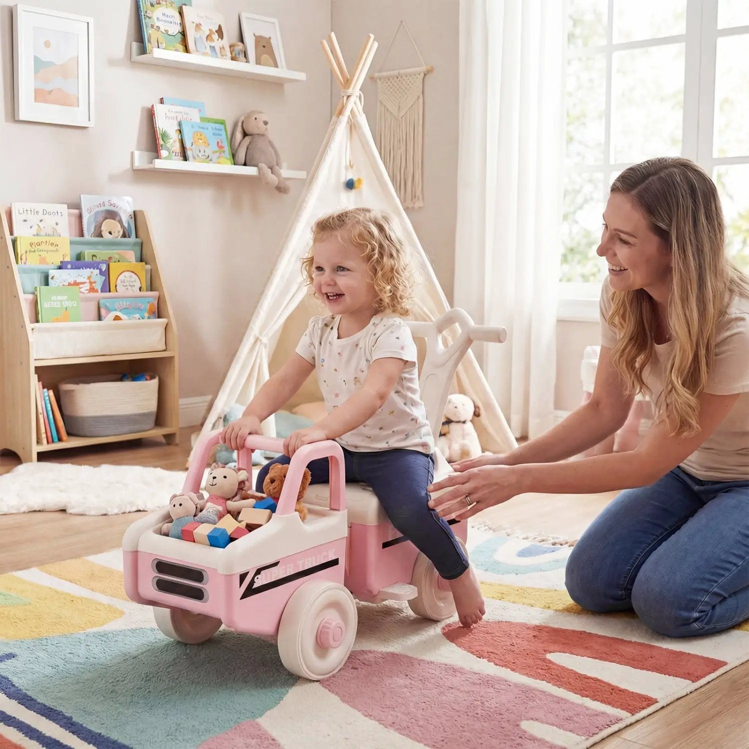 4-in-1 Ride On Push Car with Music and Storage by DirectDeals