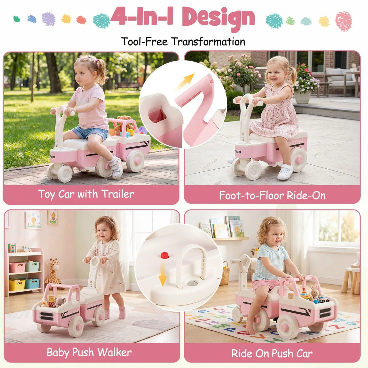 4-in-1 Ride On Push Car with Music and Storage, photo 13 of 32