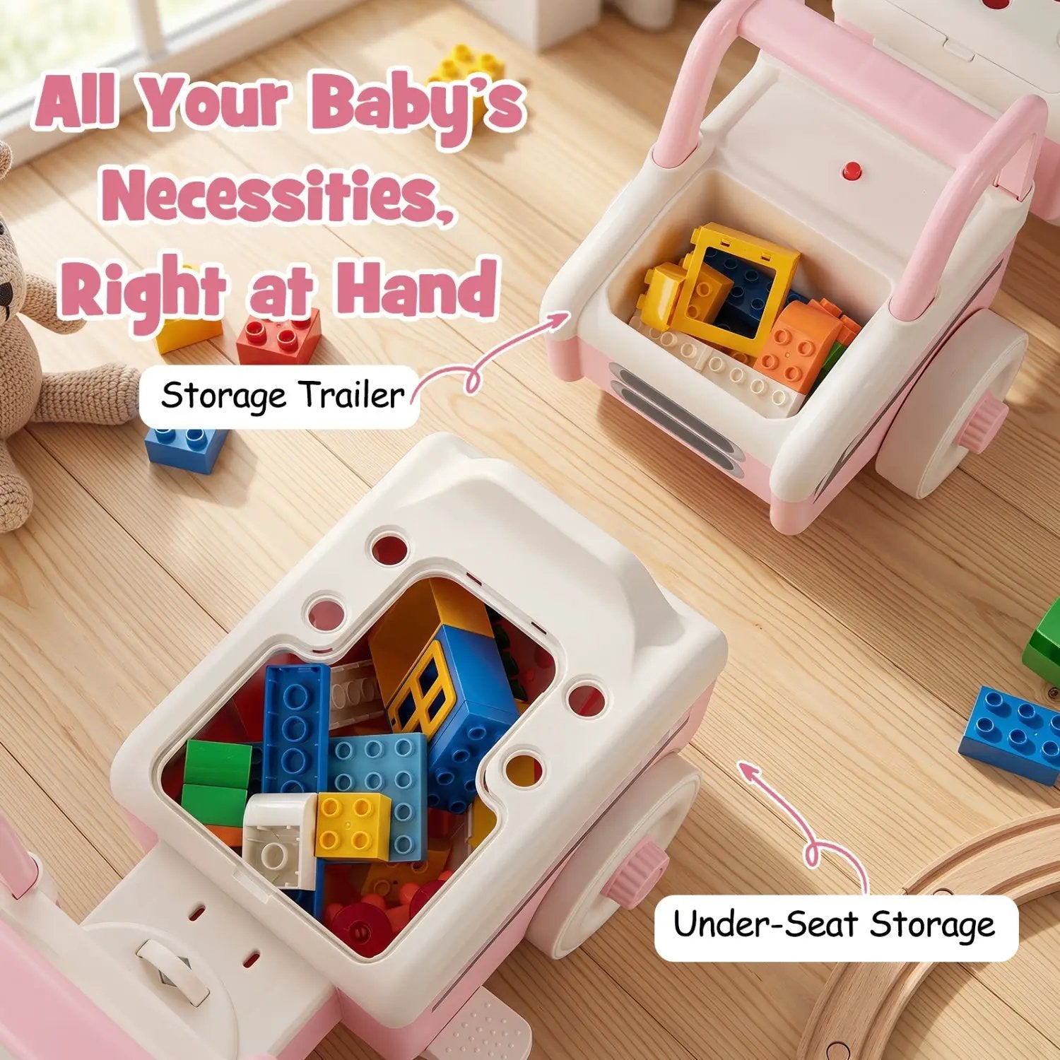 4-in-1 Ride On Push Car with Music and Storage by DirectDeals