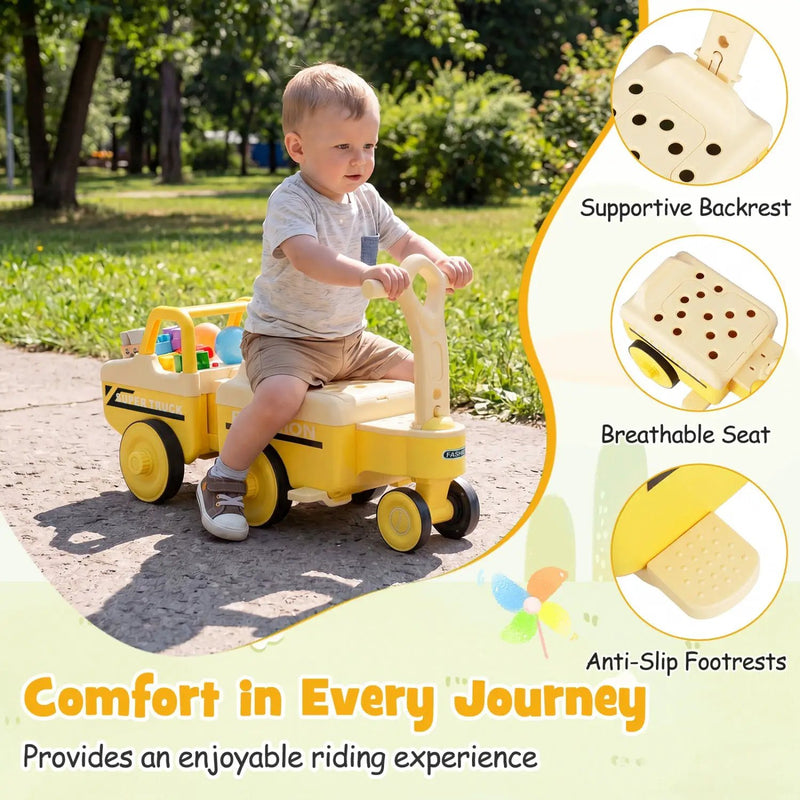 4-in-1 Ride On Push Car with Music and Storage by DirectDeals
