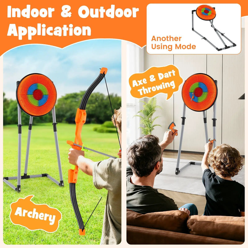 4 in 1 Throwing Target Set Kids Throwing Game with Bristle Target and 3 Throwing axes by DirectDeals