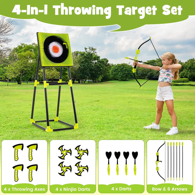 4 in 1 Throwing Target Set Kids Throwing Game with Bristle Target by DirectDeals
