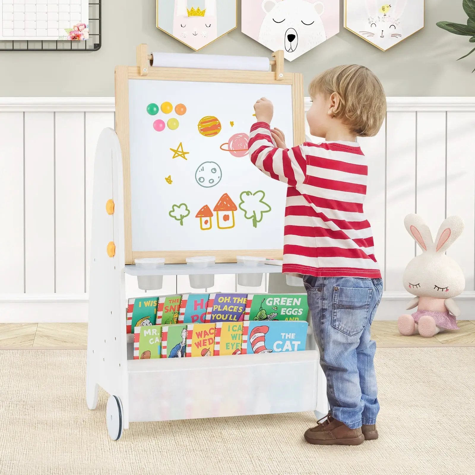 4-in-1 Toddler Activity Table Set with Magnetic Whiteboard and Chalk Board by DirectDeals
