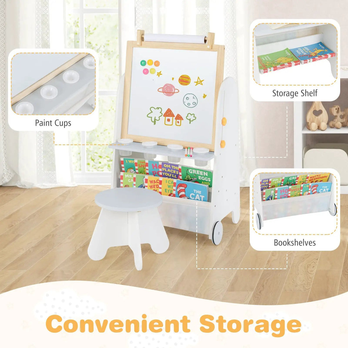 4-in-1 Toddler Activity Table Set with Magnetic Whiteboard and Chalk Board, photo 13 of 16