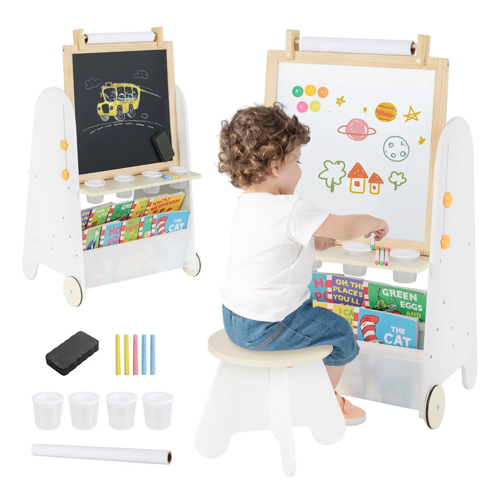 4-in-1 Toddler Activity Table Set with Magnetic Whiteboard and Chalk Board by DirectDeals