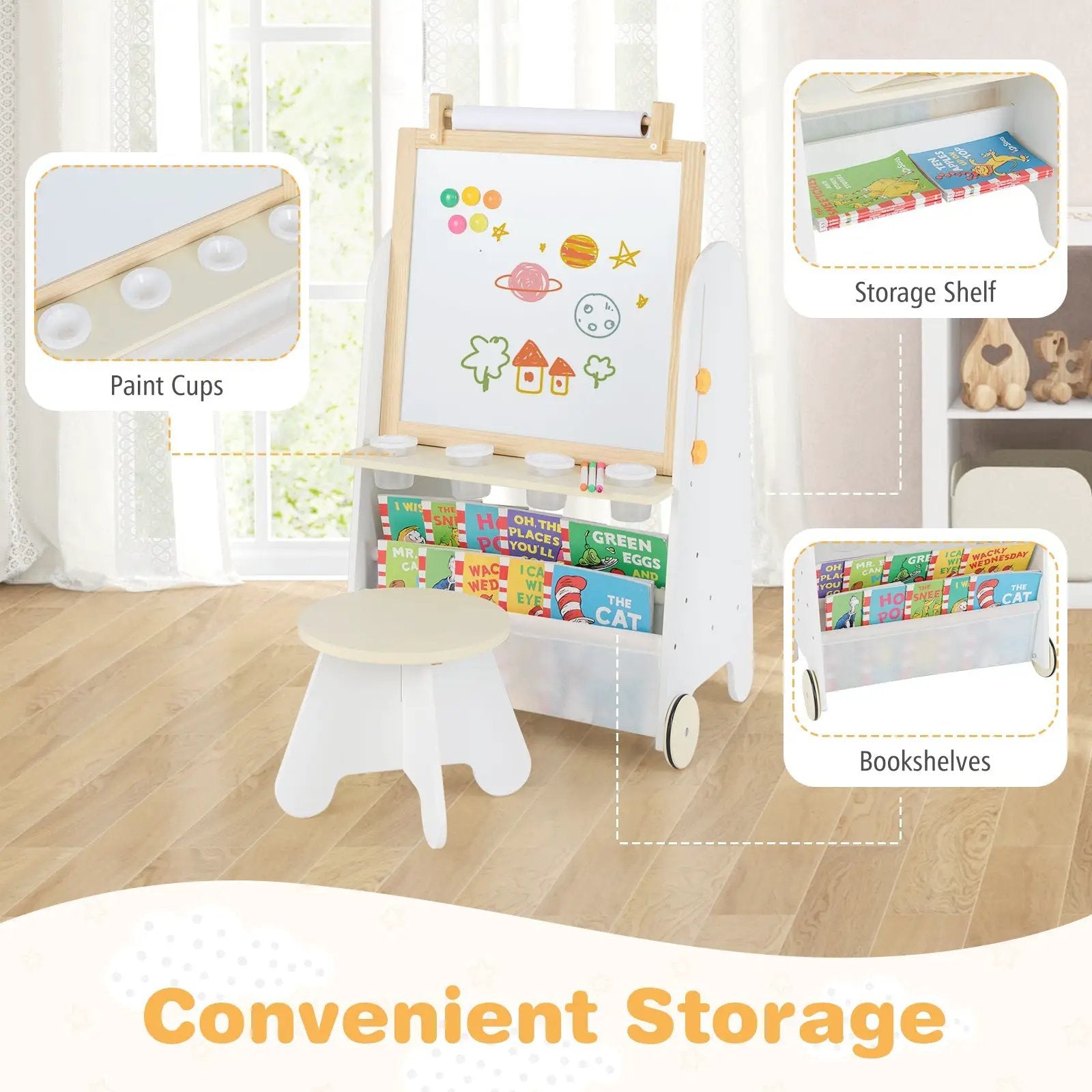 4-in-1 Toddler Activity Table Set with Magnetic Whiteboard and Chalk Board by DirectDeals