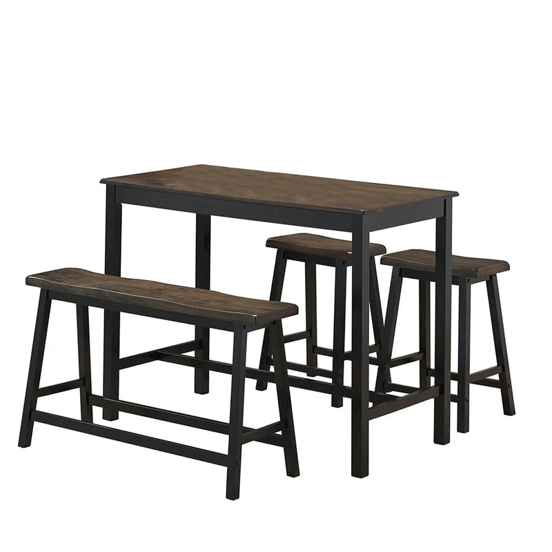 4 Piece Solid Wood Counter Height Dining Table Set-Coffee by DirectDeals