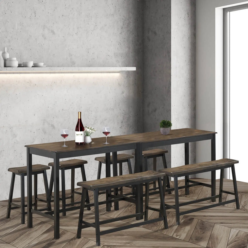 4 Piece Solid Wood Counter Height Dining Table Set-Coffee by DirectDeals