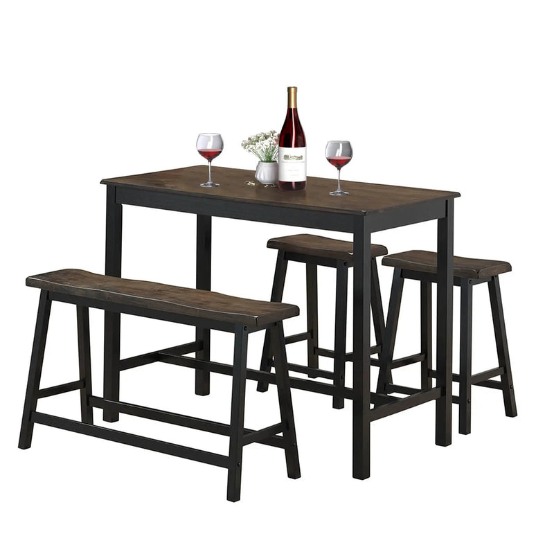 4 Piece Solid Wood Counter Height Dining Table Set-Coffee by DirectDeals