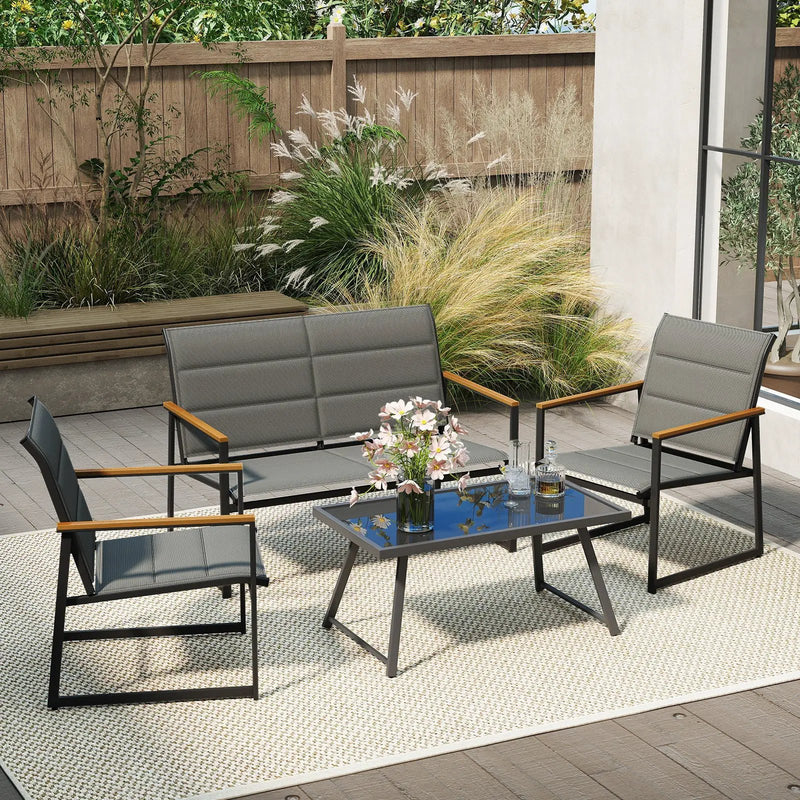 4-Piece Outdoor Conversation Patio Furniture Set-Gray by DirectDeals