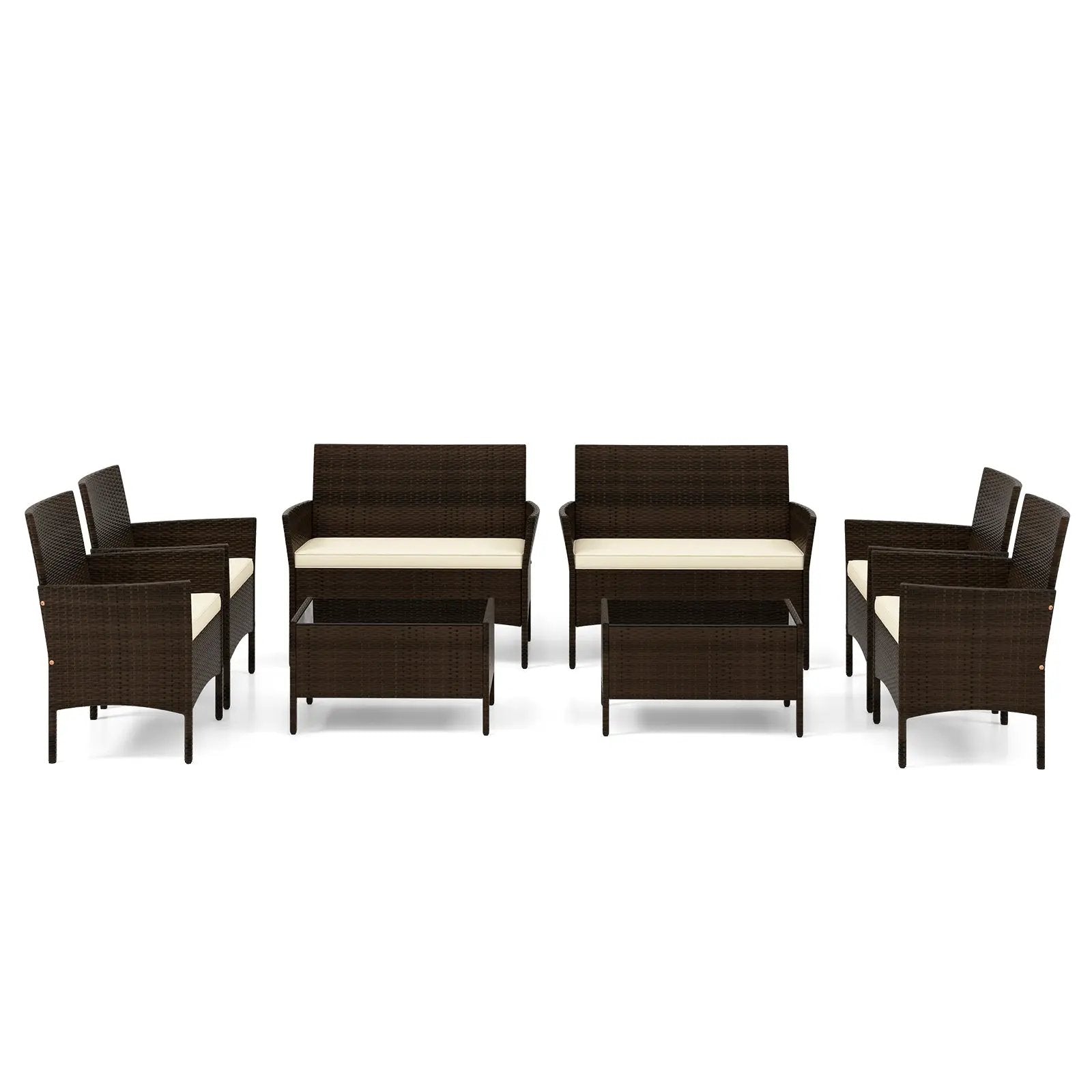 4 Piece Patio Rattan Conversation Set with Cozy Seat Cushions by DirectDeals