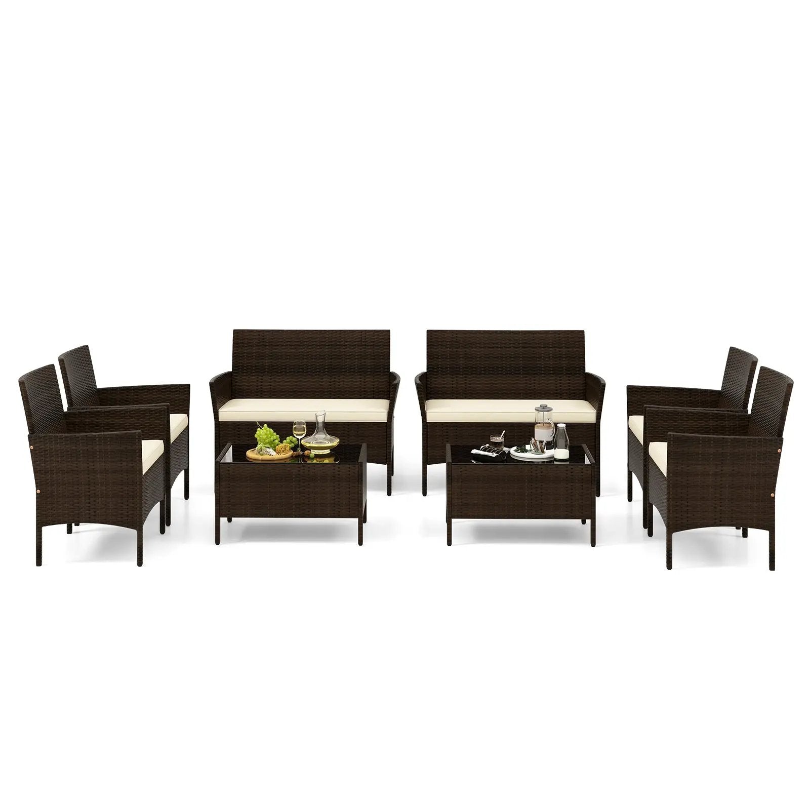 4 Piece Patio Rattan Conversation Set with Cozy Seat Cushions by DirectDeals