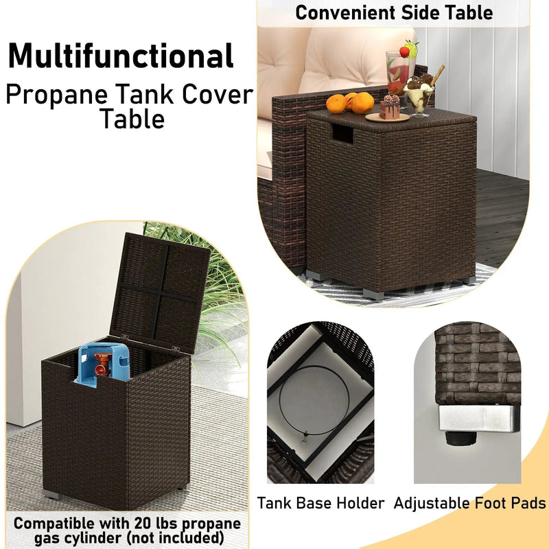 4 Pieces Outdoor Furniture Set with 32 Inch Fire Pit Table and Propane Tank Cover by DirectDeals