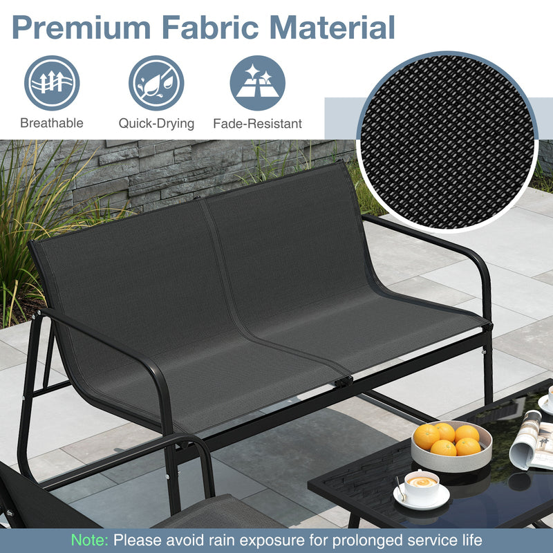 4 Pieces Patio Furniture Set Fabric Lawn Chairs and Loveseat with Glass Coffee Table by DirectDeals
