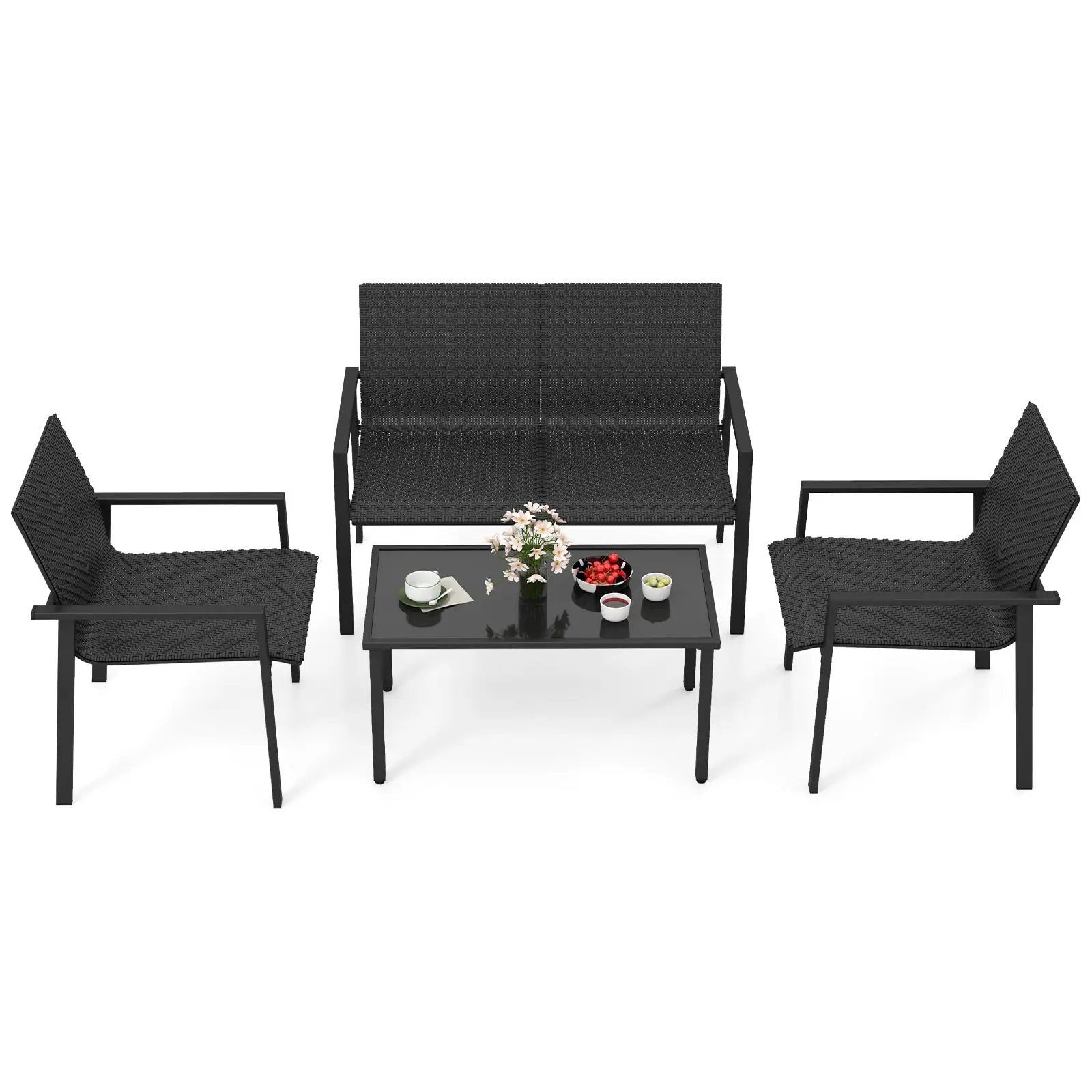 4 Pieces Patio Furniture Set with Heavy Duty Galvanized Metal Frame by DirectDeals