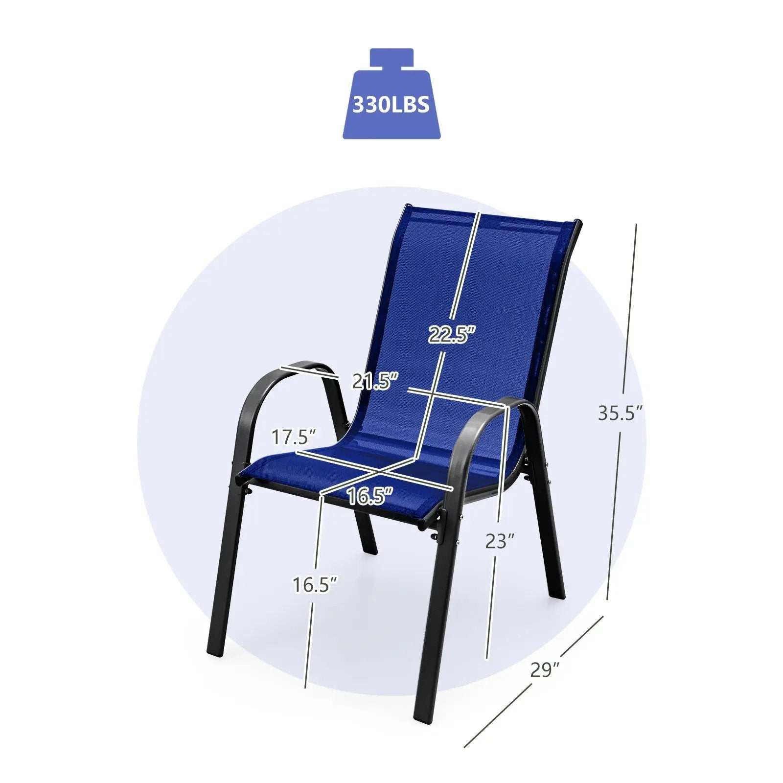 4 Pieces Stackable Patio Dining Chairs Set with Armrest by DirectDeals