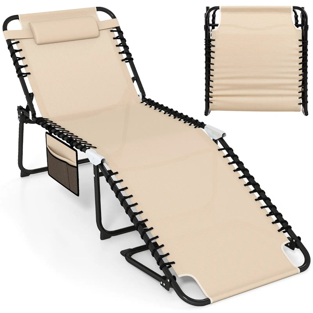 4 Position Folding Lounge Chaise with Adjustable Backrest and Footrest, photo 7 of 9