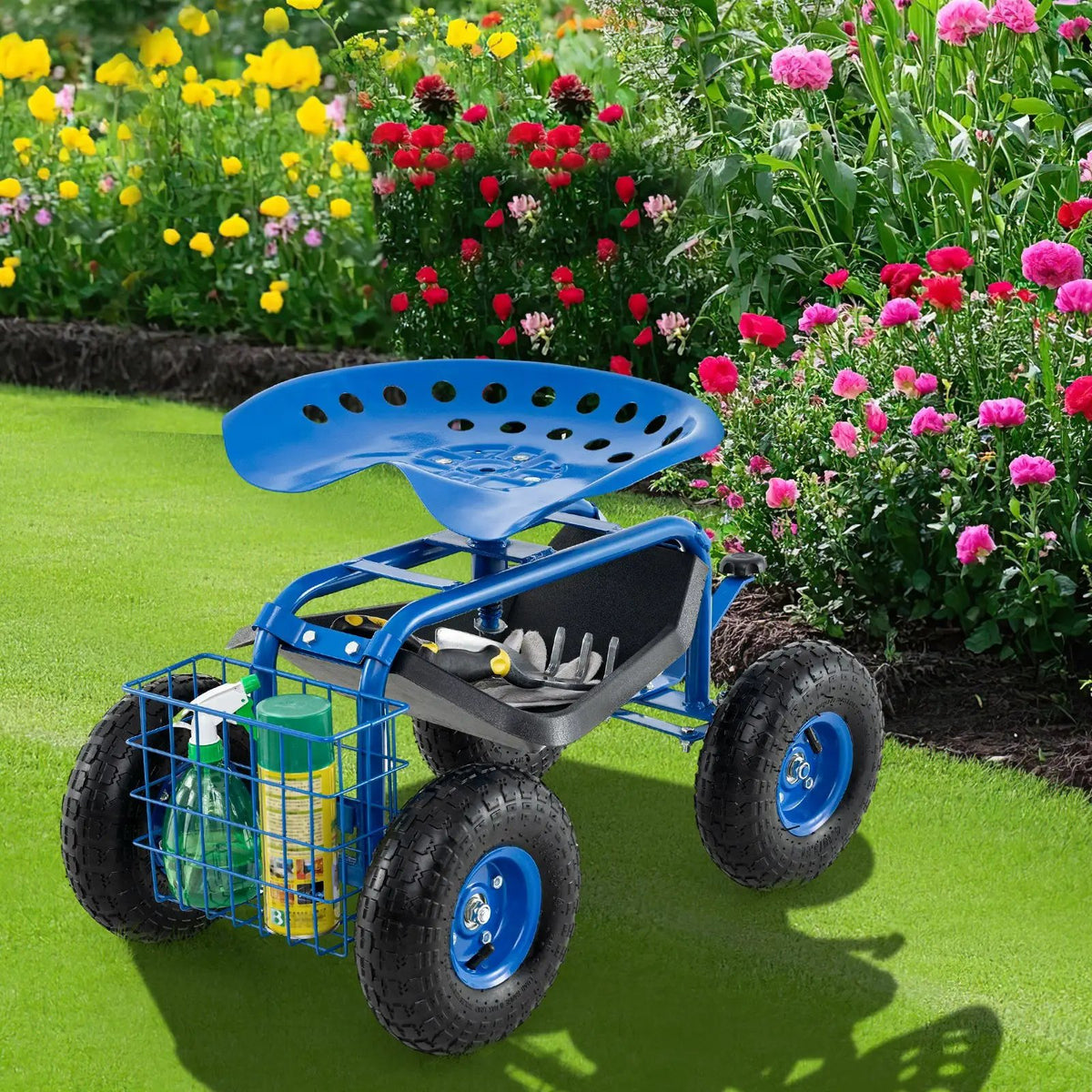 4-Wheel Rolling Garden Cart Work Seat, photo 2 of 10