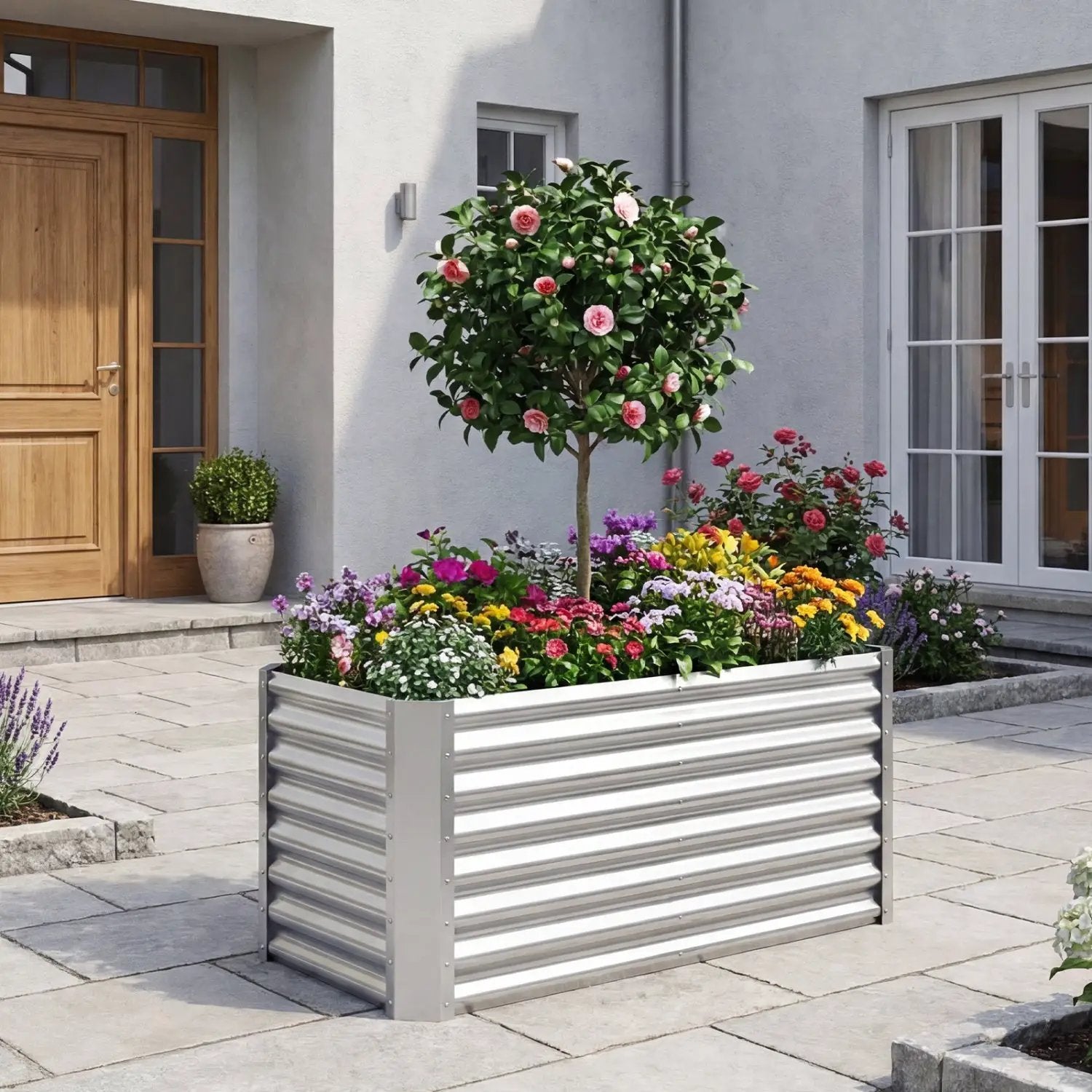 4 x 2 x 2 FT Galvanized Raised Garden Bed Rectangular Galvanized Metal Planter Box by DirectDeals