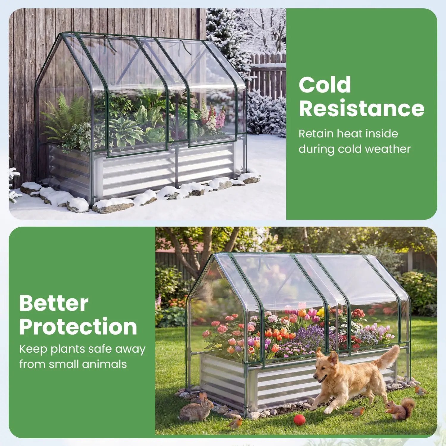 4 x 2 x 3 Feet Small Galvanized Raised Garden Bed with Greenhouse Cover by DirectDeals