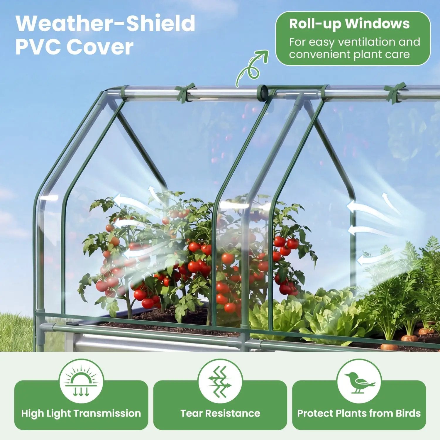 4 x 2 x 3 Feet Small Galvanized Raised Garden Bed with Greenhouse Cover by DirectDeals