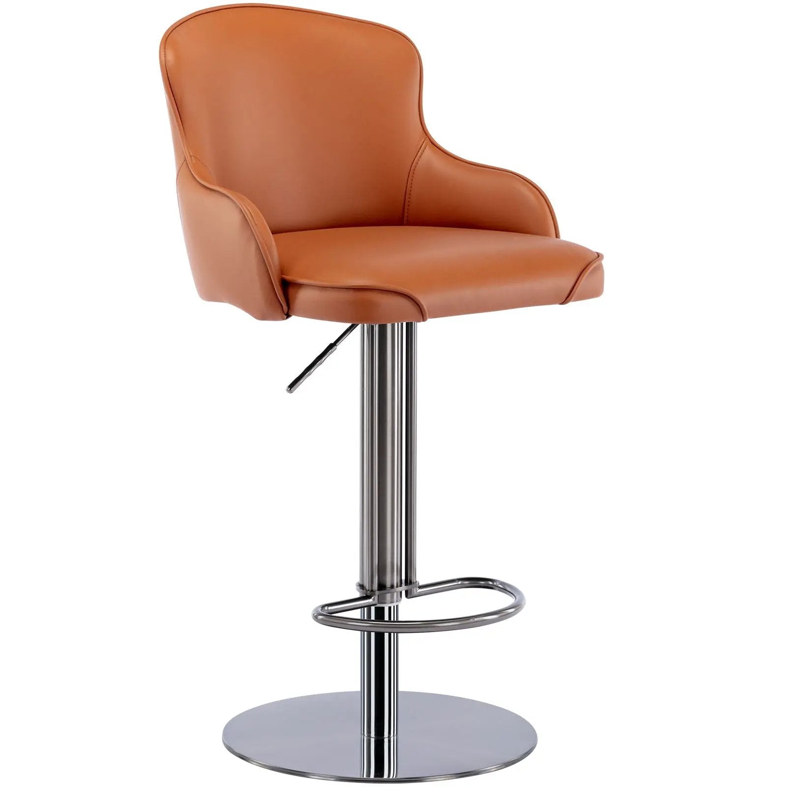 Titanium Stainless Steel Bar Stool, Grade Modern Bar Chair With Backrest, Swivel Adjustable Height For Kitchen Counter And Dining Room by Unique Piece Furniture
