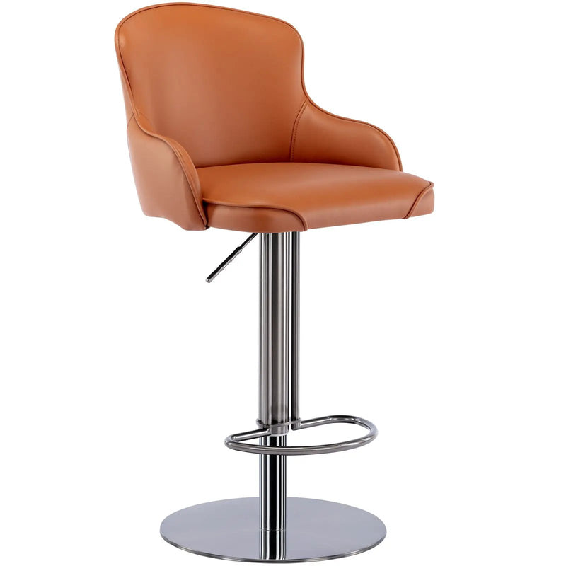 Titanium Stainless Steel Bar Stool, Grade Modern Bar Chair With Backrest, Swivel Adjustable Height For Kitchen Counter And Dining Room by Unique Piece Furniture