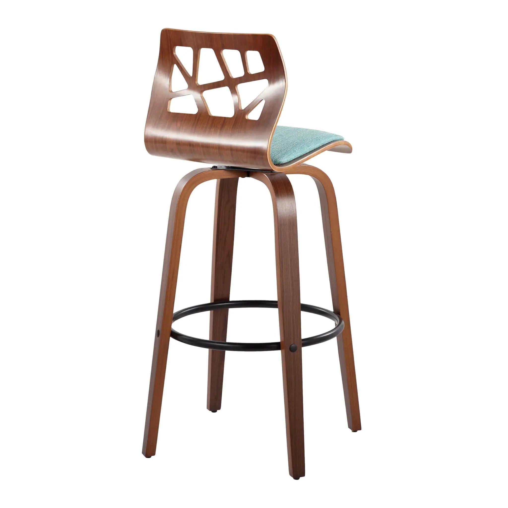 Folia - Mid Century Modern Fixed Height Barstool With Swivel With Round Footrest (Set of 2) by Unique Piece Furniture