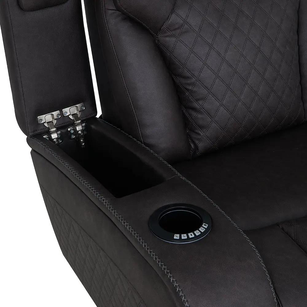 Wendell - Power Motion Sofa With Dropdown Table, Storage, USB & LED - Dark Gray by Unique Piece Furniture