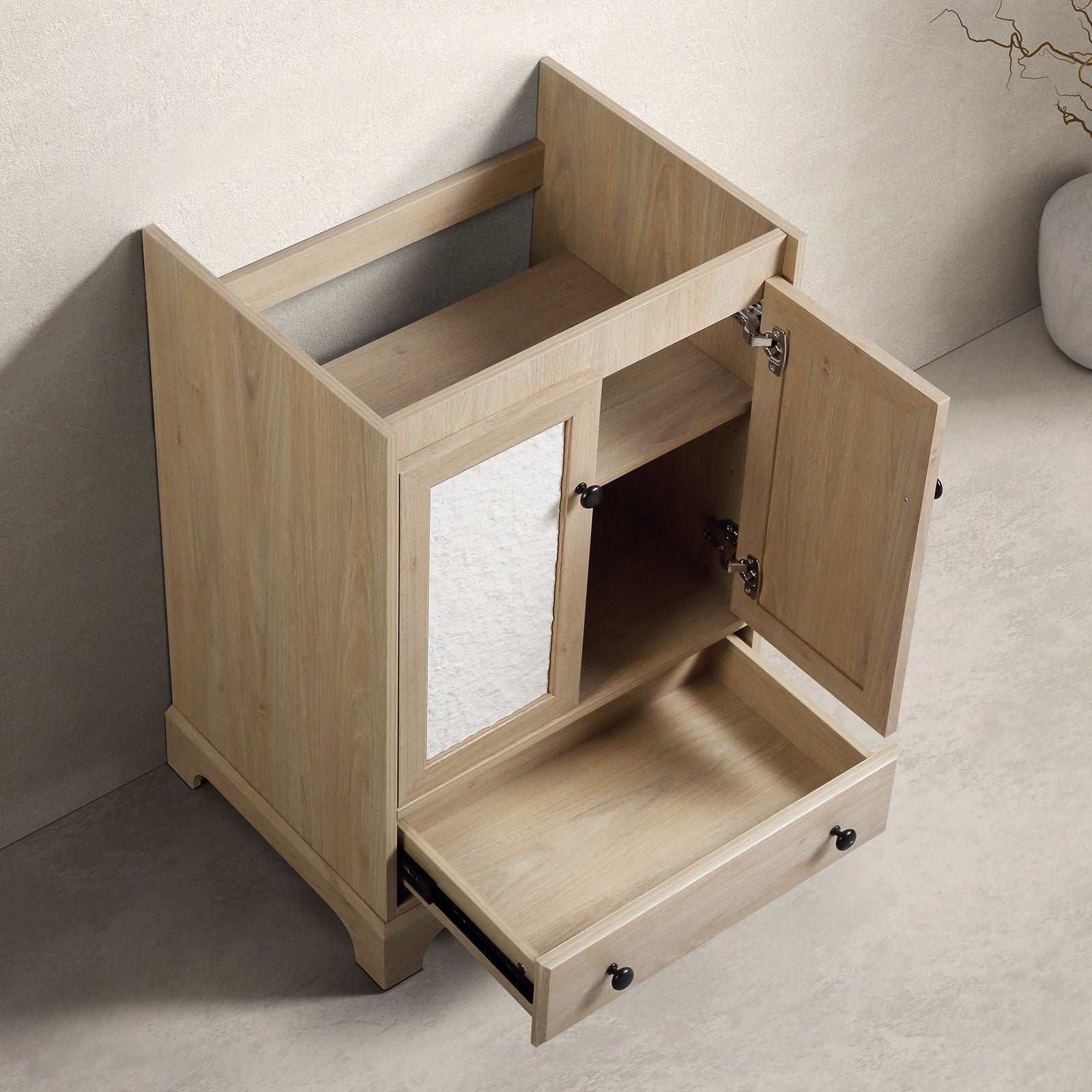 Bathroom Vanity With Basin, 1 Drawer Free Standing Storage - Brown by HouseOfZazla