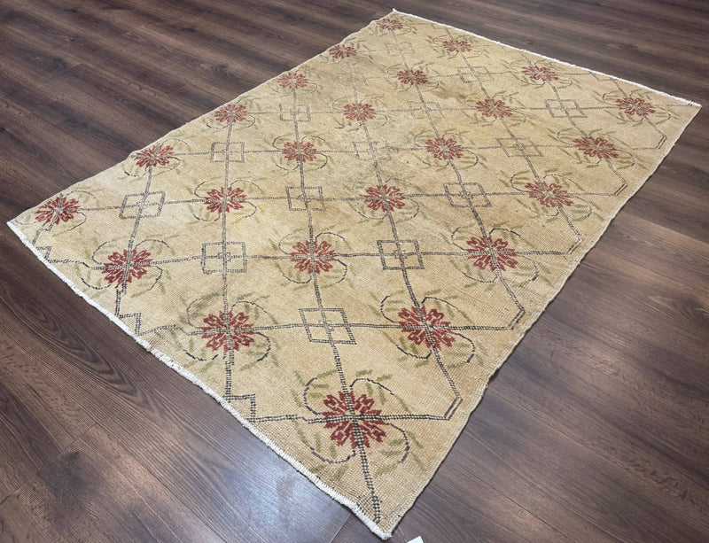 Turkish Rug 5x6, Oushak Carpet, Beige by Jewel Rugs