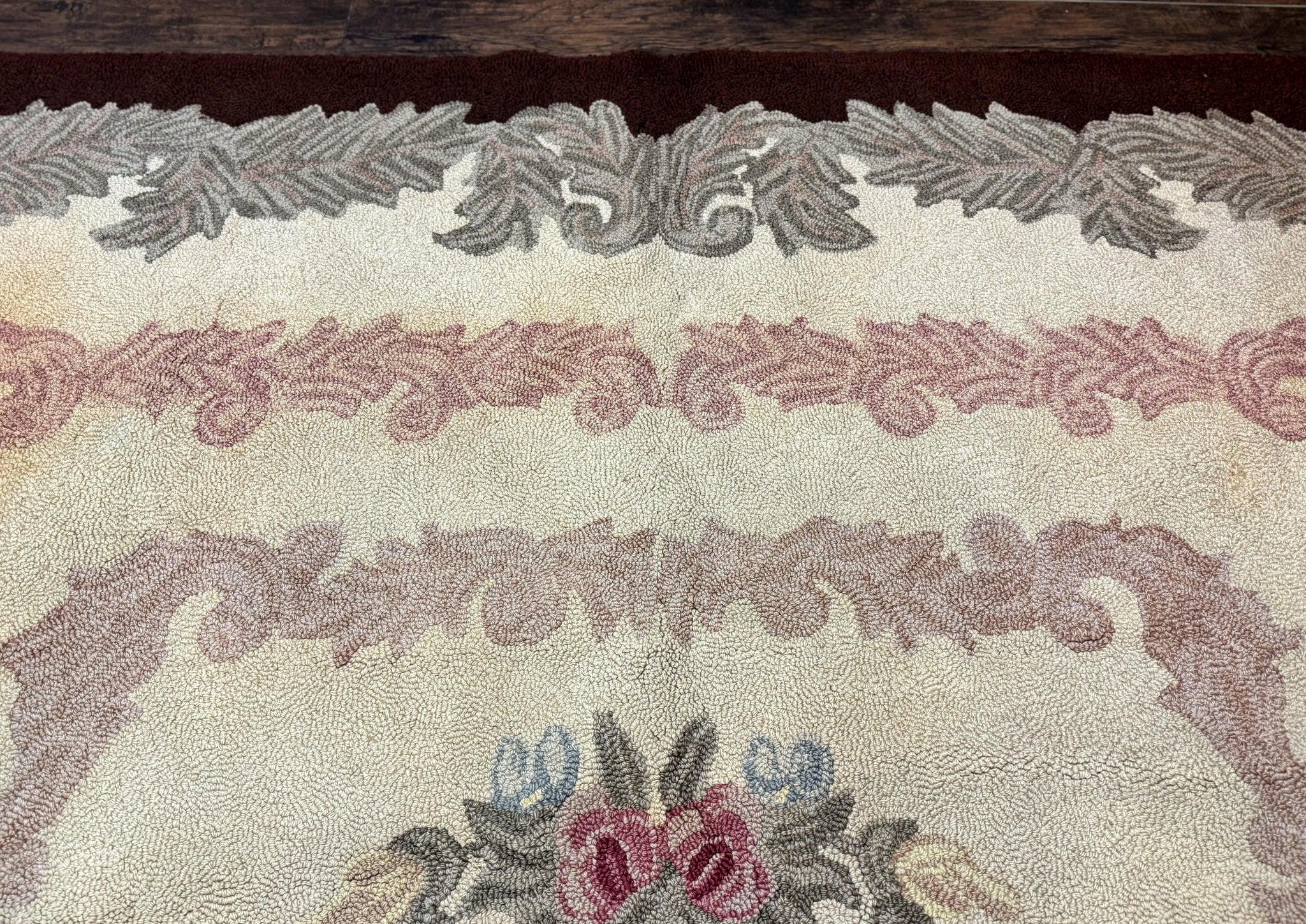 American Hand Hooked Rug 9x12, Vintage Aubusson Carpet, Wool by Jewel Rugs
