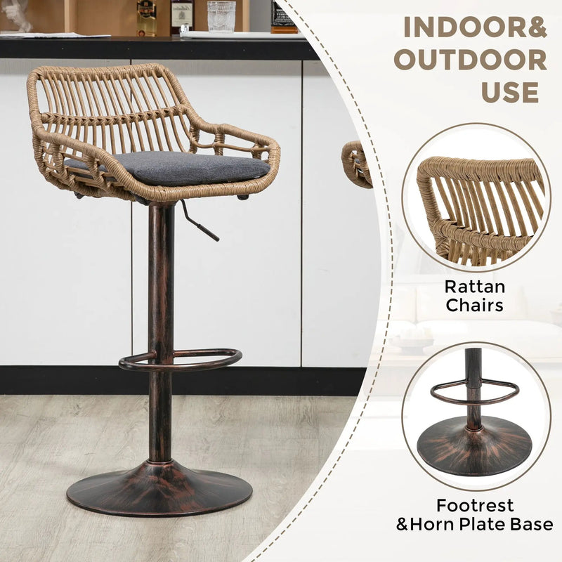 Modern Swivel Bar Stools Adjustable Counter Chairs With Footrest (Set of 2) by Unique Piece Furniture