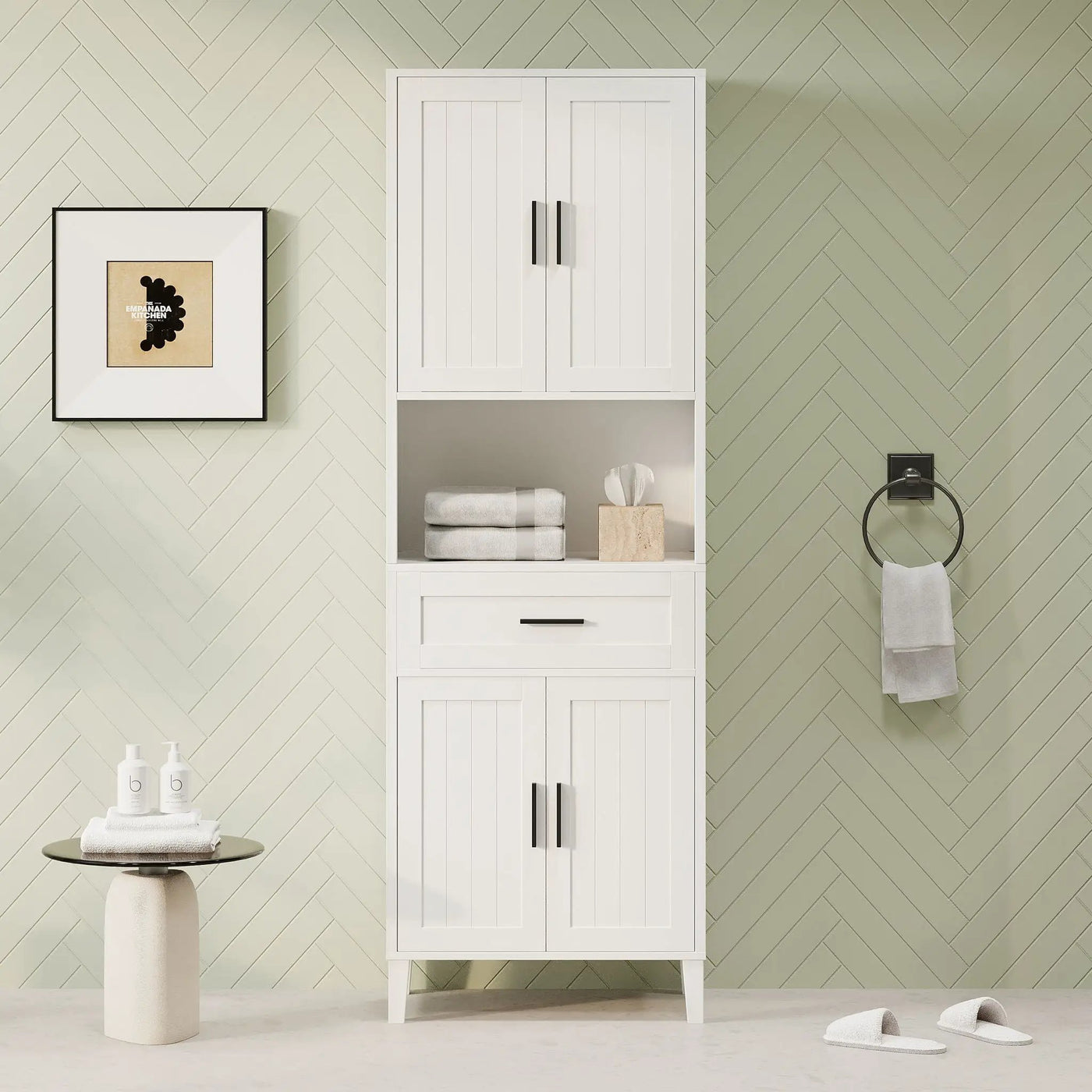 Freestanding Tall Bathroom Cabinet With Soft Close Doors And Adjustable Shelves by HouseOfZazla