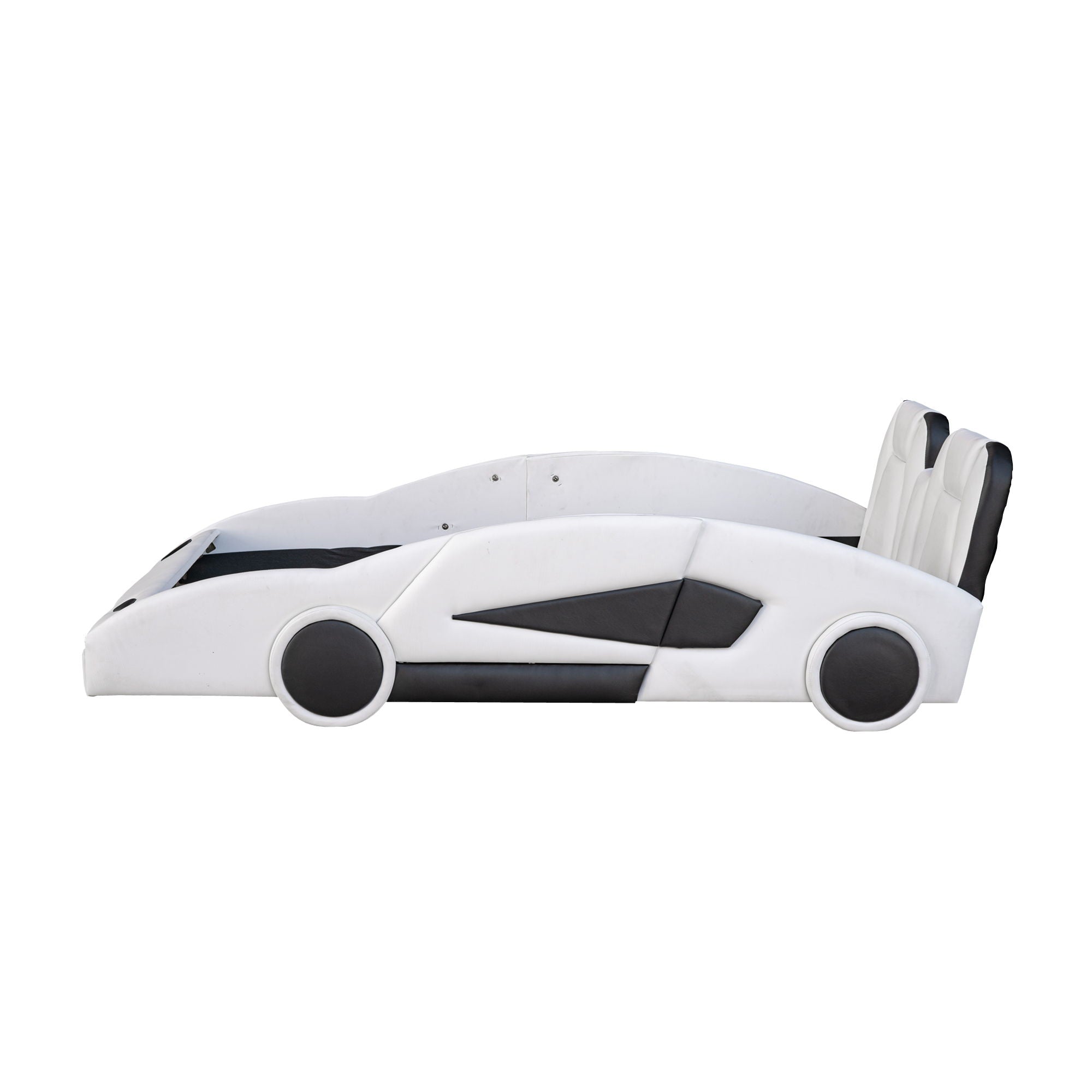 Race Car Shaped Twin Platform Bed With Wheels, Pine Wood Construction by HouseOfZazla