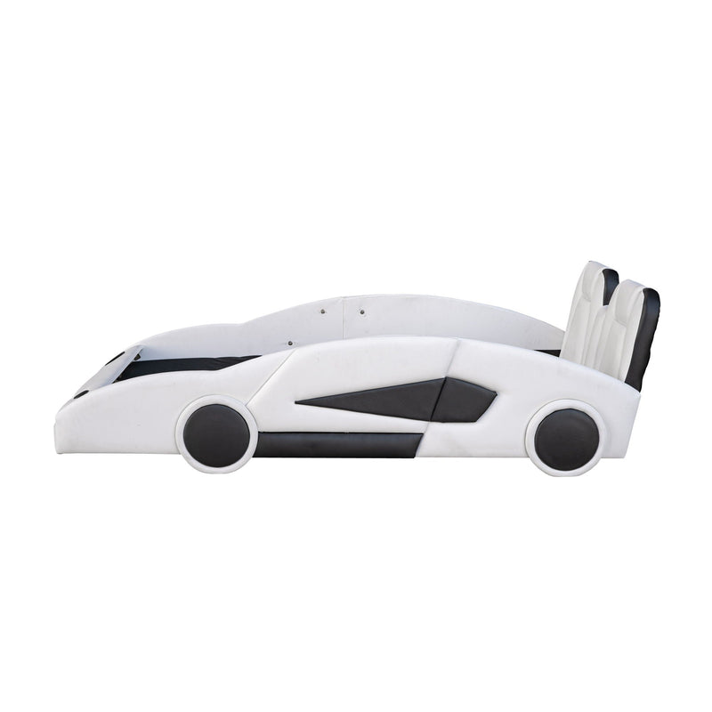Race Car Shaped Twin Platform Bed With Wheels, Pine Wood Construction by HouseOfZazla