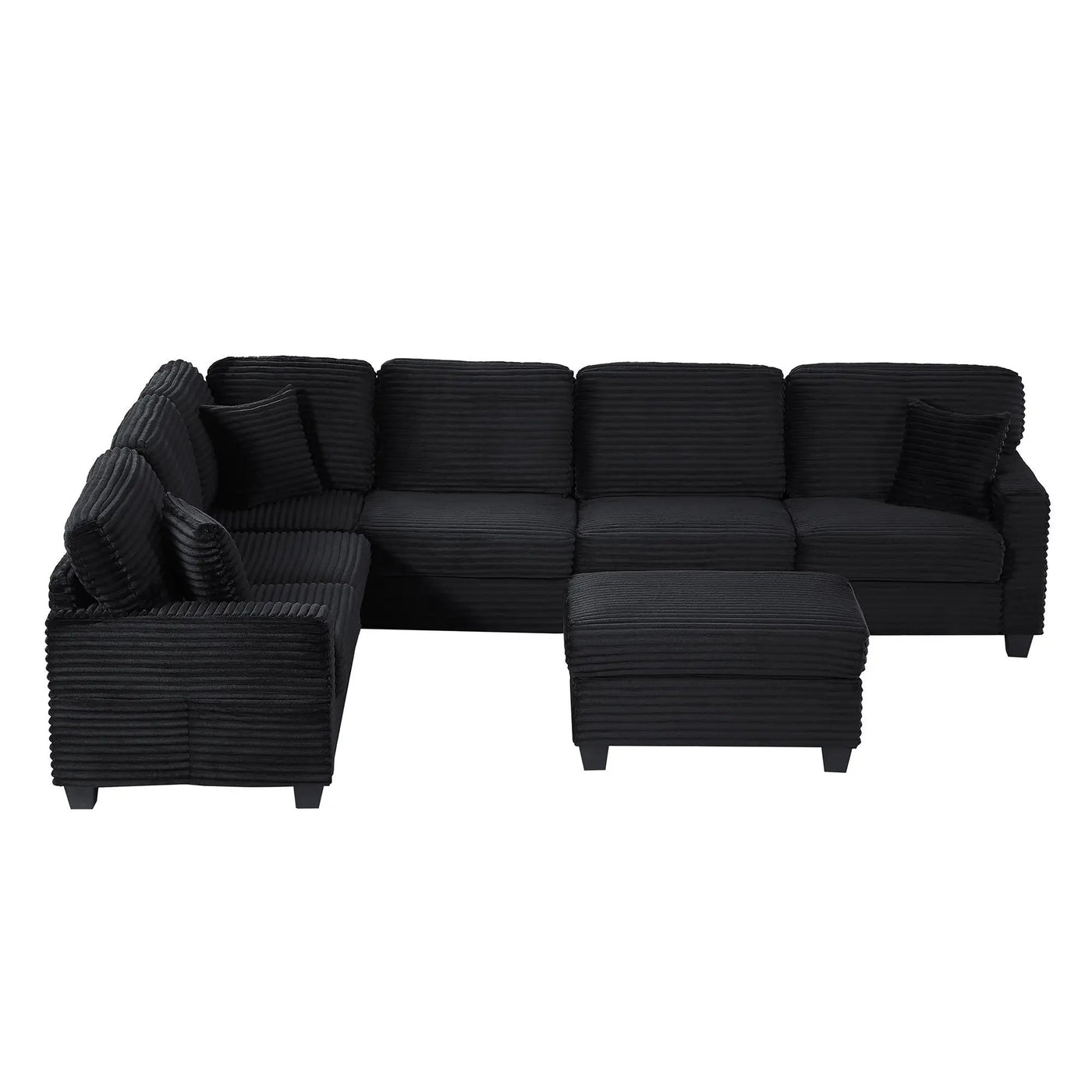 Upholstered U-Shaped Sectional Sofa With Movable Ottoman And Side Storage Pockets by HouseOfZazla