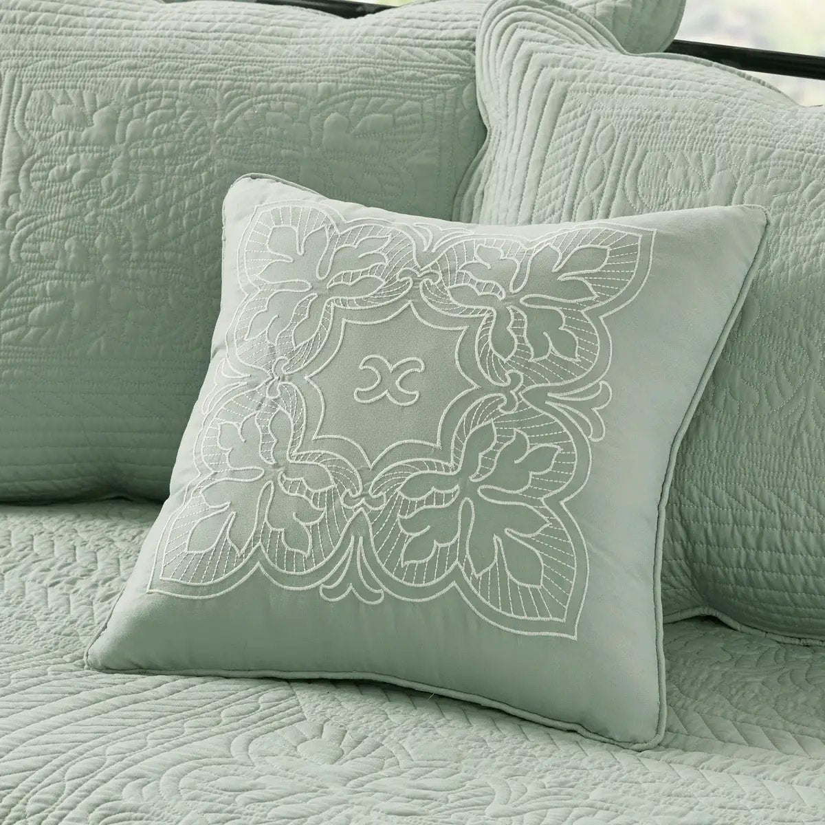 6 Piece Reversible Scalloped Edge Daybed Cover Set - Seafoam by HouseOfZazla