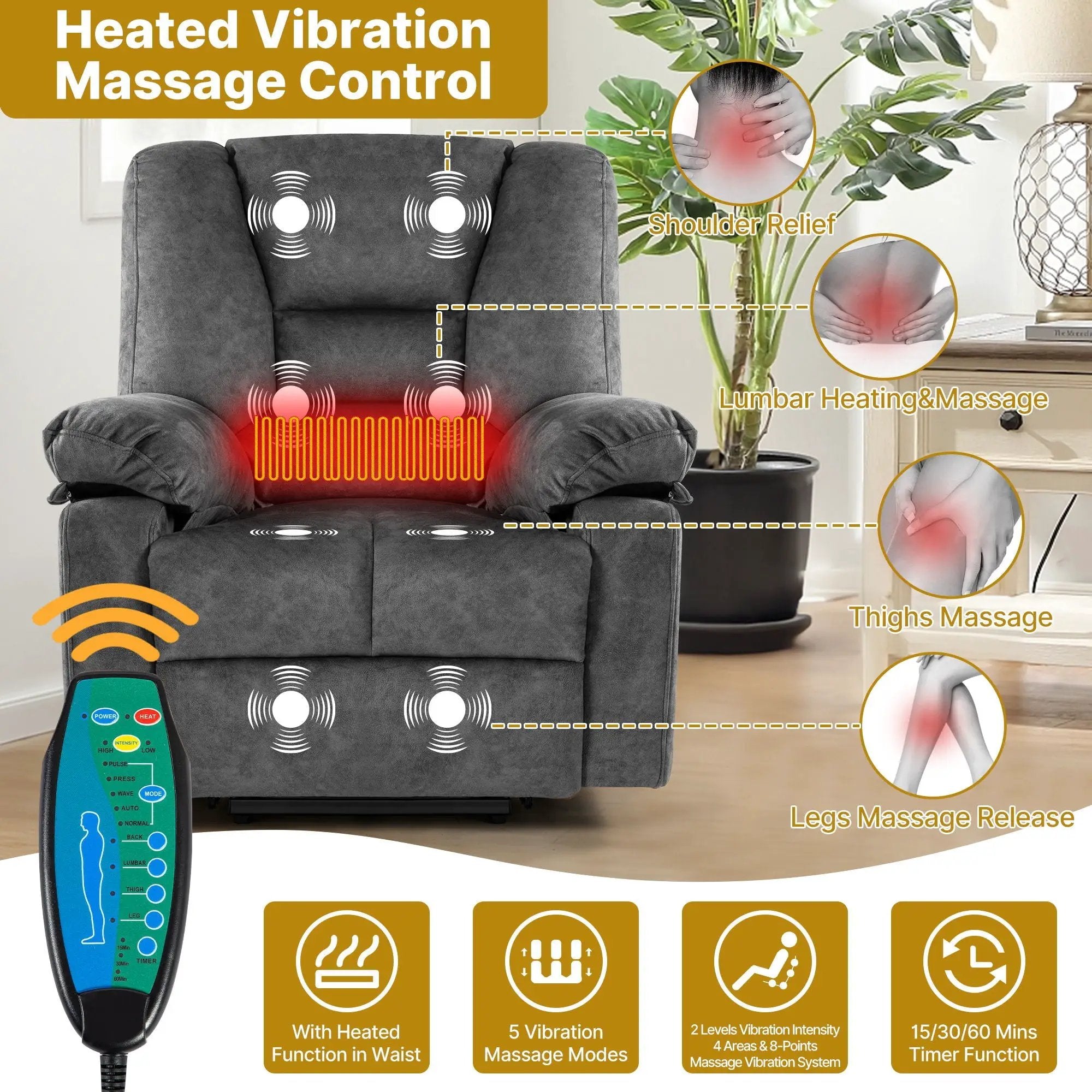 Power Lift Recliner Chair Sofa With Massage by HouseOfZazla