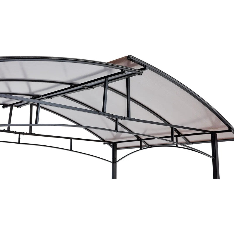 Grill Gazebo 8X5Ft, Outdoor Patio Canopy, Bbq Shelter With Steel Hardtop And Side Shelves - Black by Unique Piece Furniture