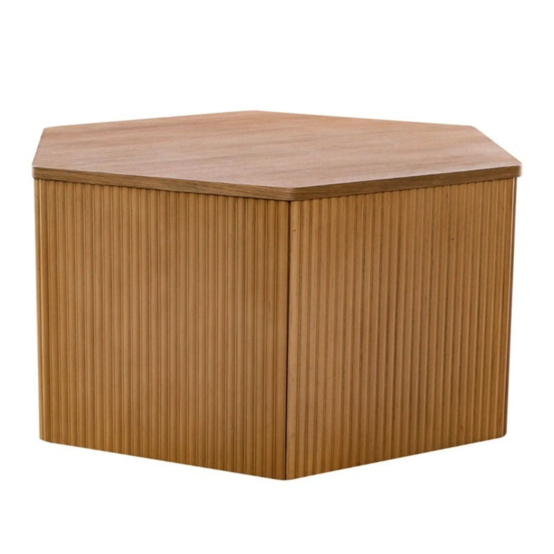 Hexagon Coffee Table With Fluted Design - Natural by Unique Piece Furniture