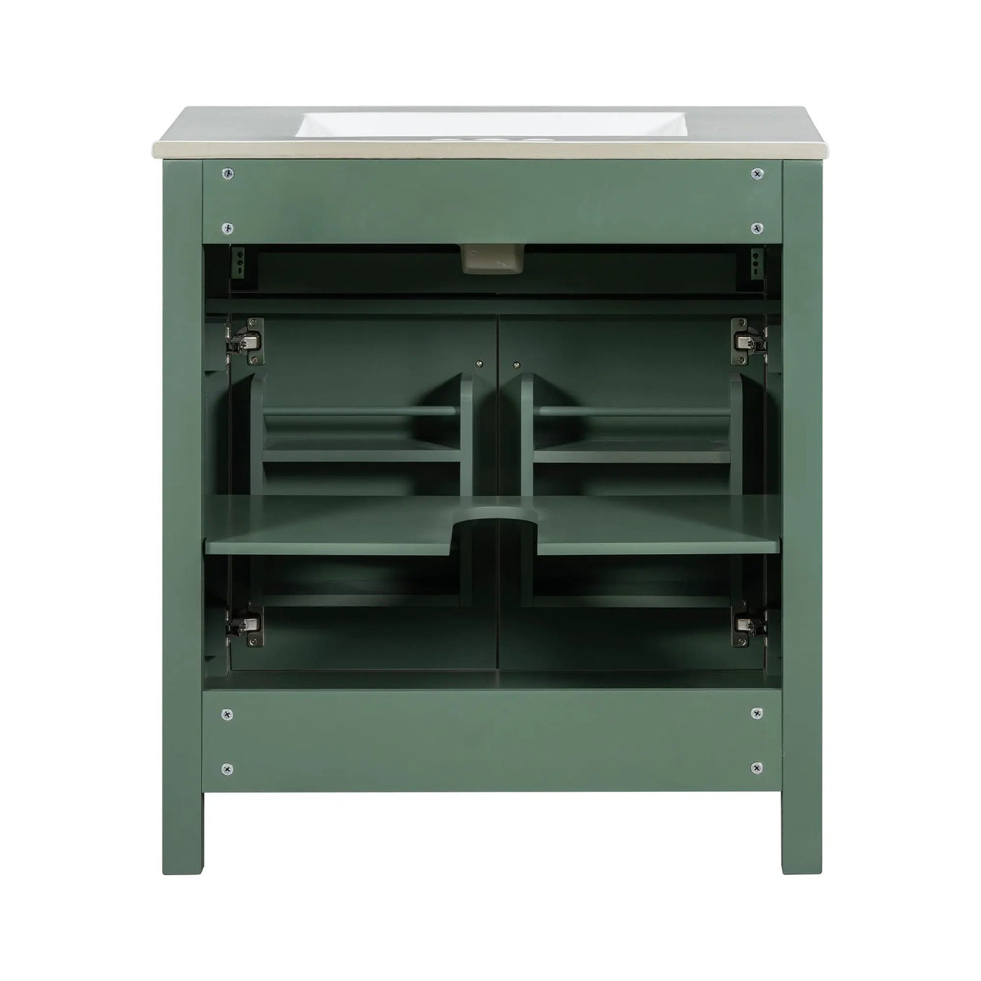 Bathroom Vanity With Ceramic Sink, Modern Single Bathroom Cabinet With 2 Doors And A Shelf, Soft Close Doors by HouseOfZazla