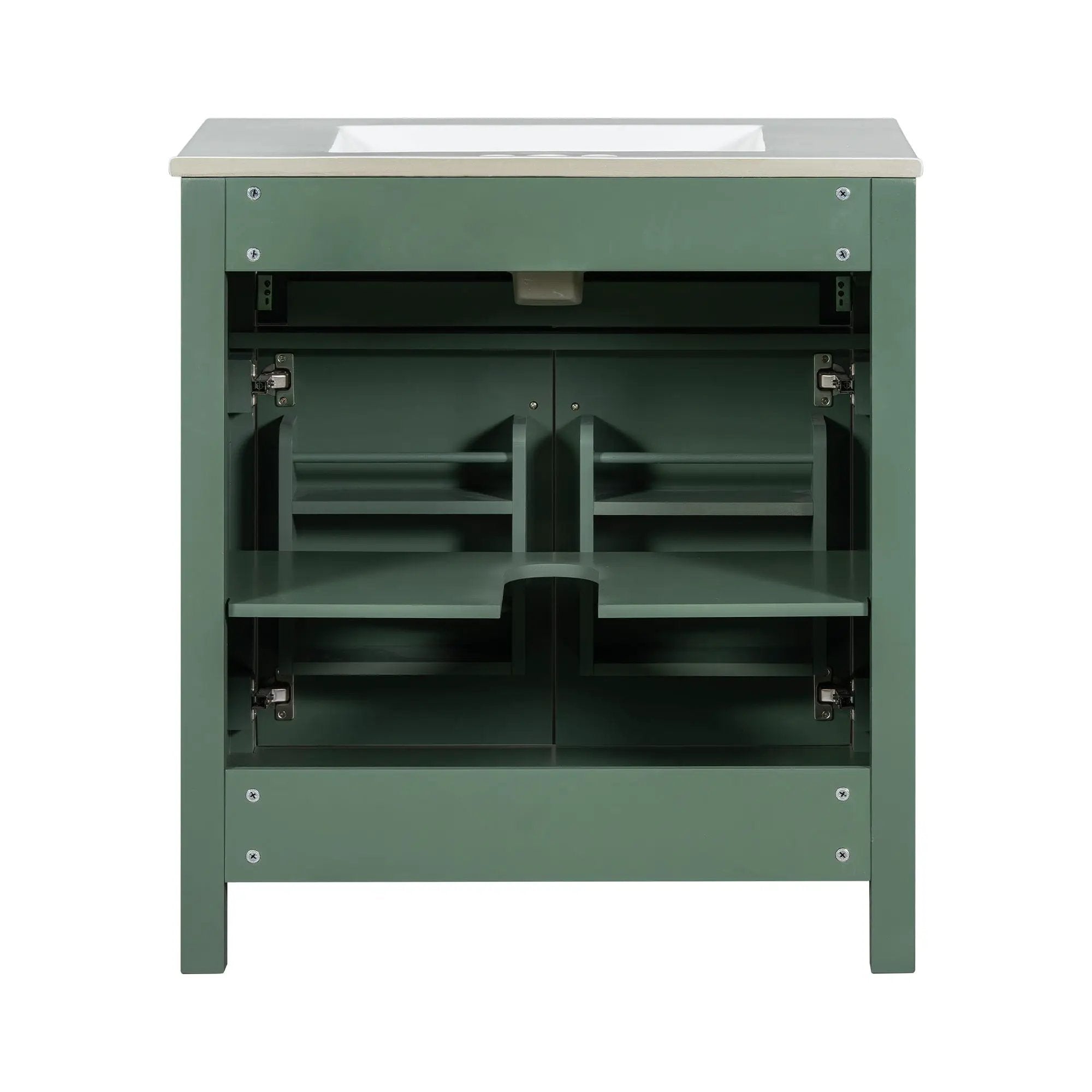Bathroom Vanity With Ceramic Sink, Modern Single Bathroom Cabinet With 2 Doors And A Shelf, Soft Close Doors by HouseOfZazla