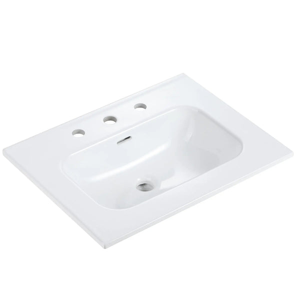 Glossy White Ceramic Integrated Sink