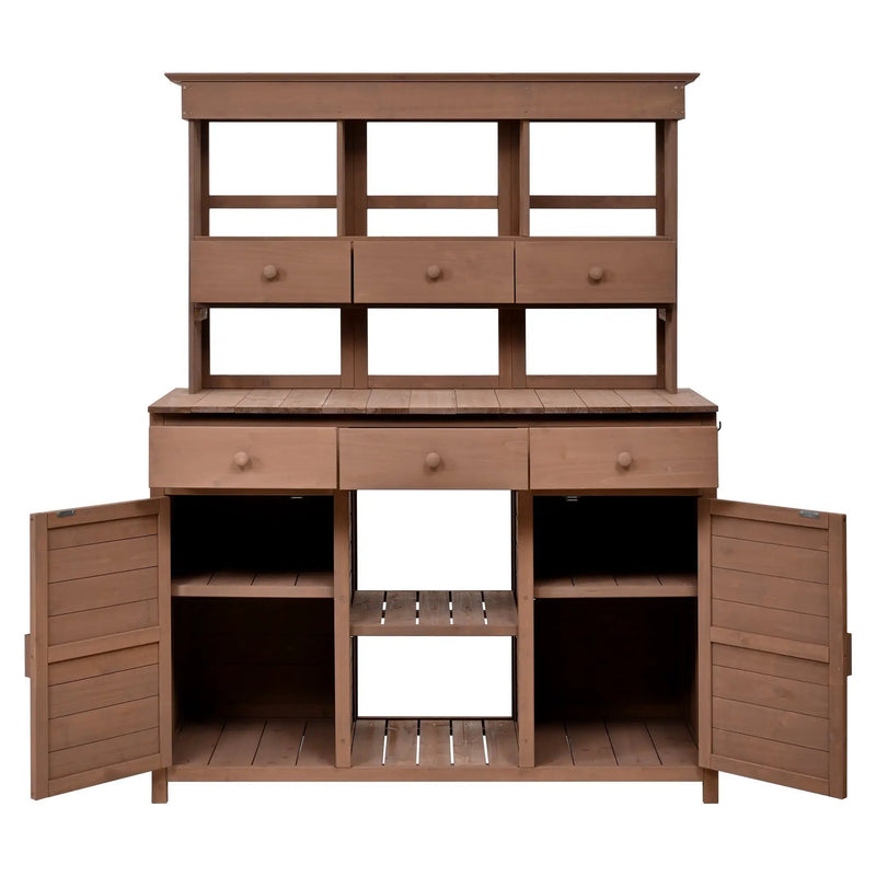 Topmax 65.7'' Tall Garden Potting Bench Table with Hutch by HouseOfZazla