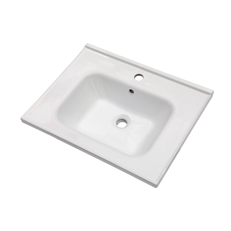 Rectangular Single Vanity Top With 1 Faucet Hole And Overflow Ceramic by HouseOfZazla